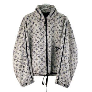 LV Monogram logo all-over tweed zip-up long-sleeve jacket